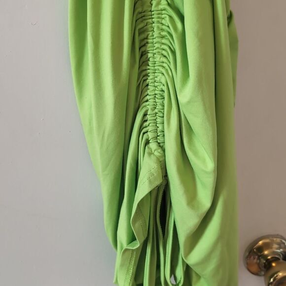Shein Green Halter Open Back Ruched Sides All the Way Up Midi Dress Size 0X - Picture 5 of 10